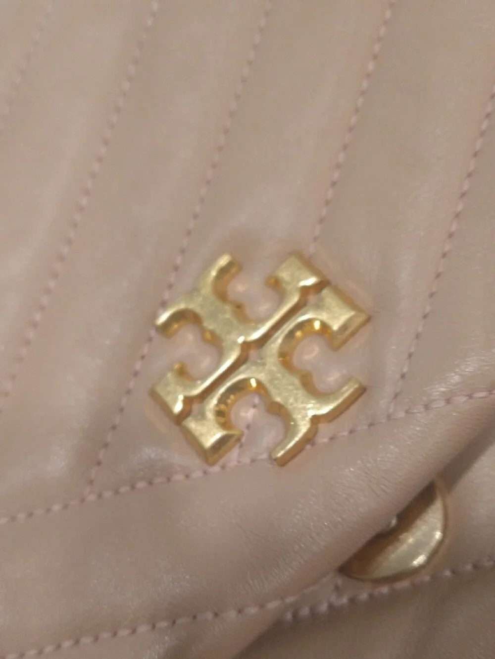 Tory Burch Kira Chevron Leather Shoulder/CrossbdyBag Nude Blush Gold Chain